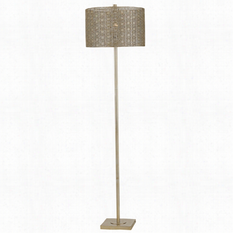 Contemporary  Falfurrias Modern Warm Silvery Gold Metal Floor Lamp