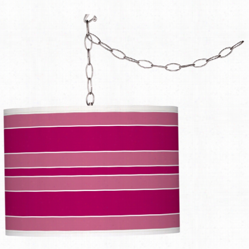 Contemporary French Burgundy Bold Stripe Glow 13 11/2-inch-w Swag Pendant