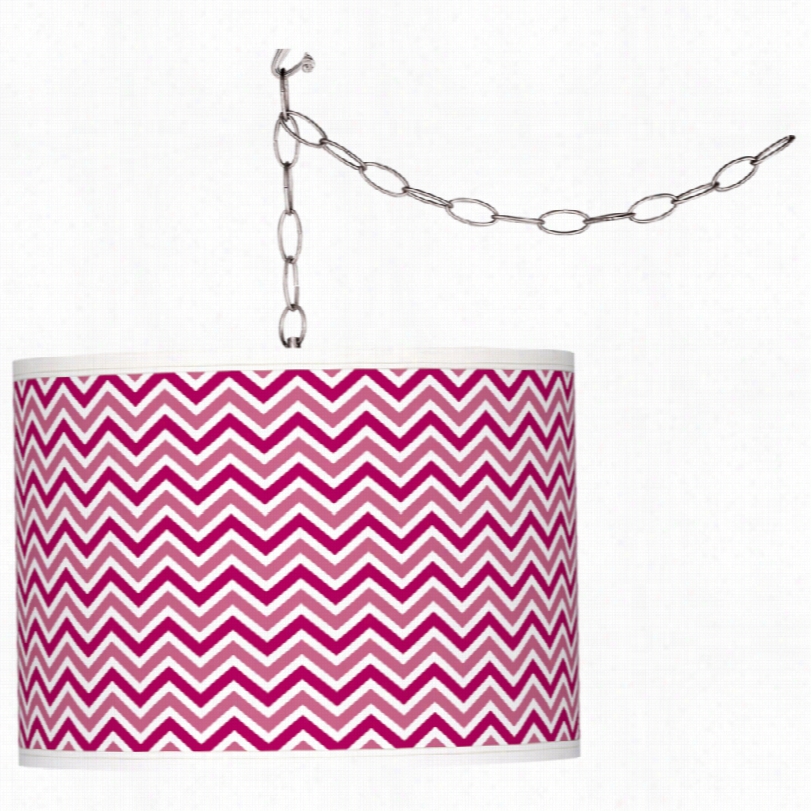 Contemporary French Burgundy Narrow Zig Zag Shwde Silver Swag Pendant