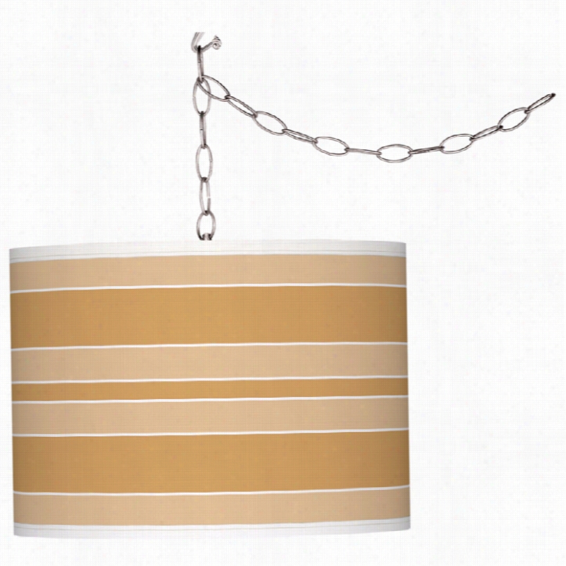 Contemporary Harvest Gold Bold Stripe Glow Swag Designer Pendant