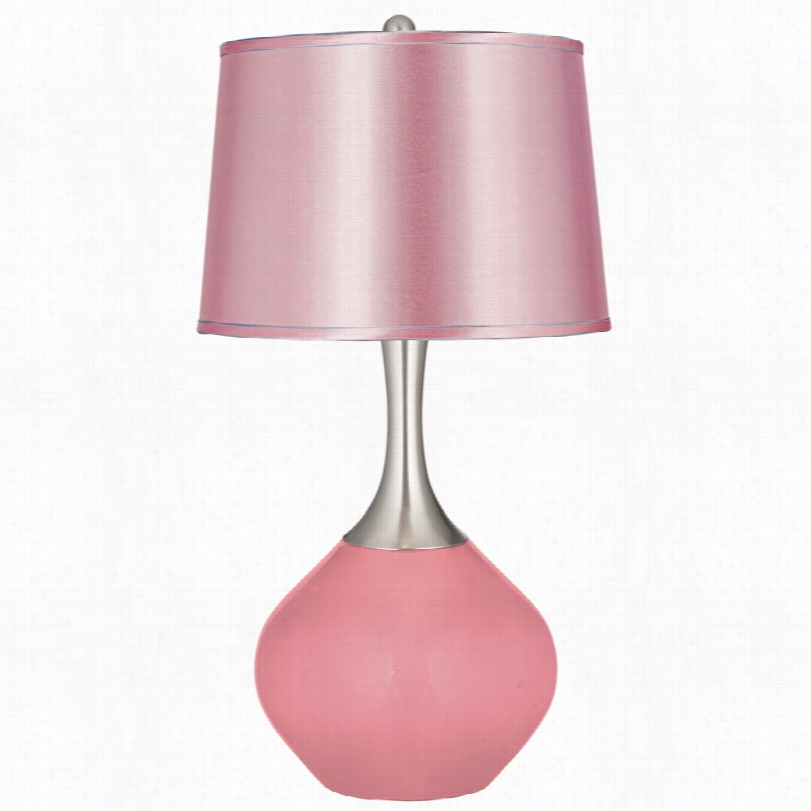 Contemlorary Haute Pink Pale Pink Satin Shade Spencer Stand  Lamp