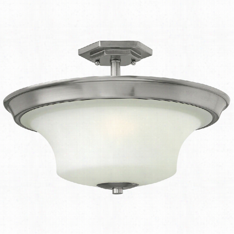 Contemporary Hinkley Brantley 17"&quog;w Brushed Nickel Ceiling Light