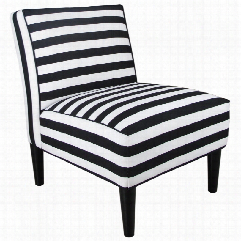 Contemporary Horizoontal Stripe Black And Whitee 32-inch-h Intonation Chair