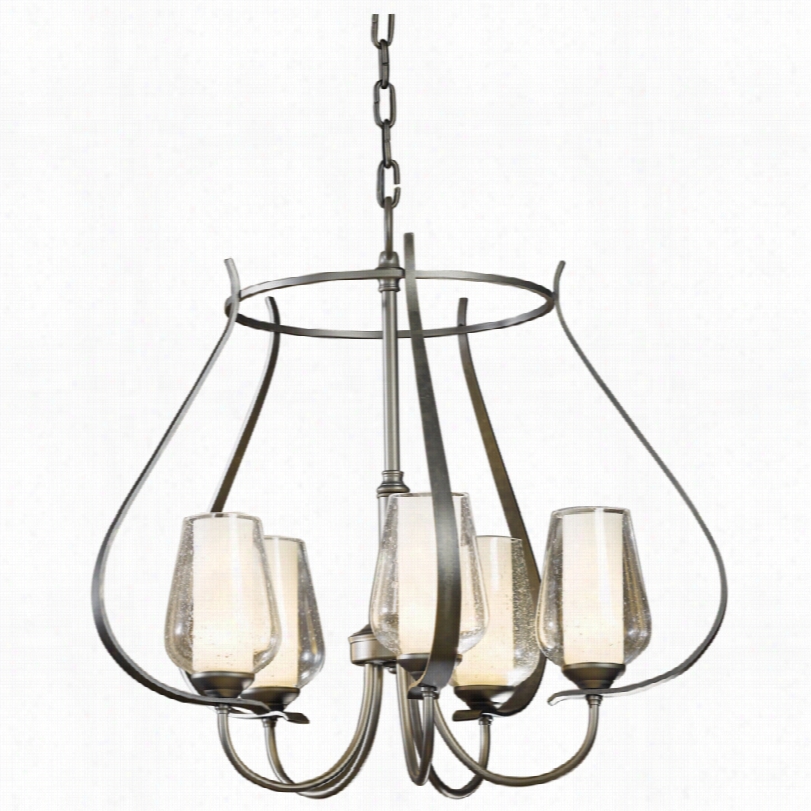 Contemporary Hubbardton Forge  Floroa Seeded Glass 22 1/4-inch-w Chandeler