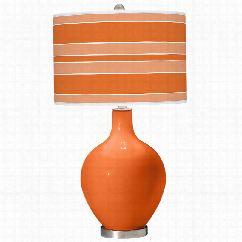 Contemporary Invigorate Orange Bold Stripe Ovo Color Plus Table Lamp