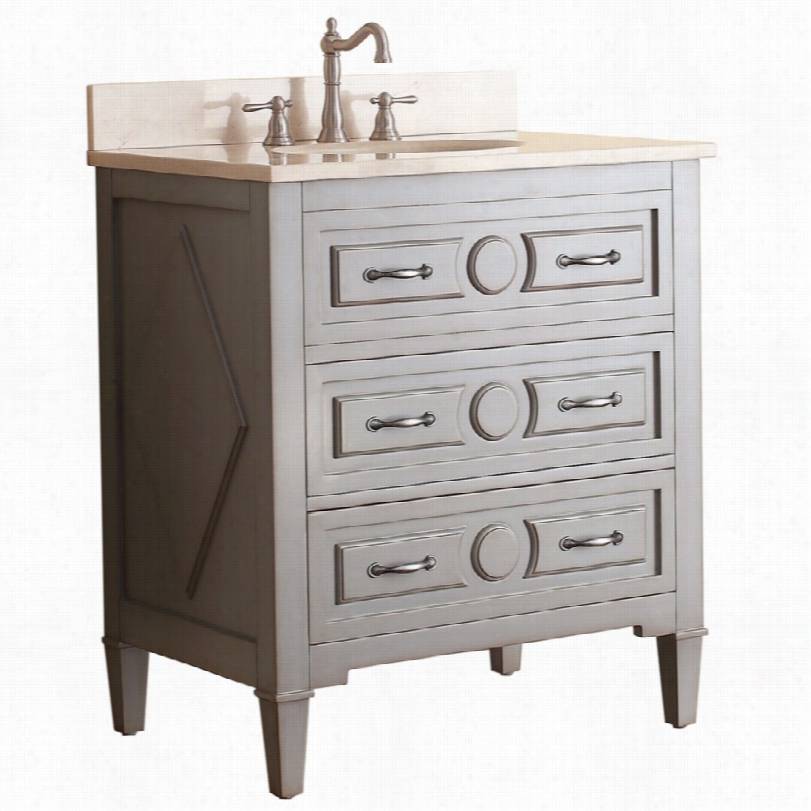 Contemporary Kelly Beige Marble Top Grayish Blue Single Sink Vznity