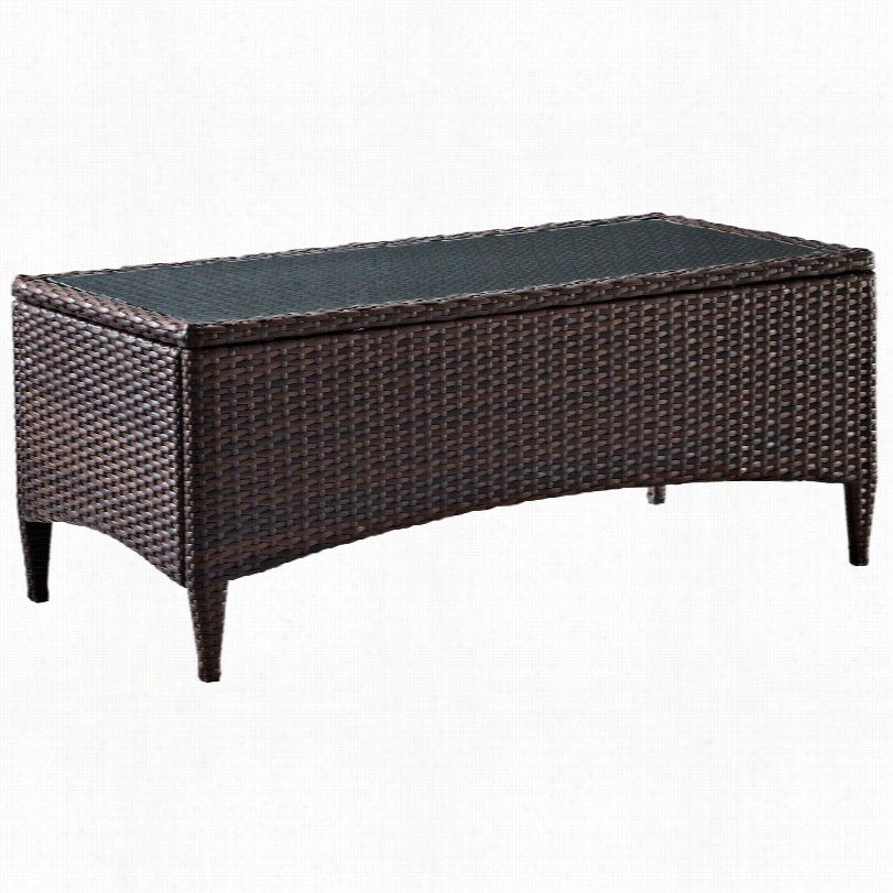 Contemporary Kiaqah Outdoor Wicker Glass Top Ttable