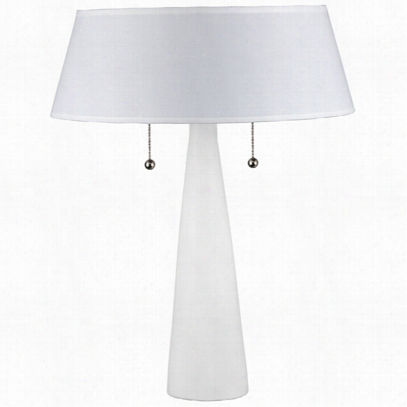 Co Ntemporary Lizzie White Ceramic Table Lamp With Pure Linen Shade