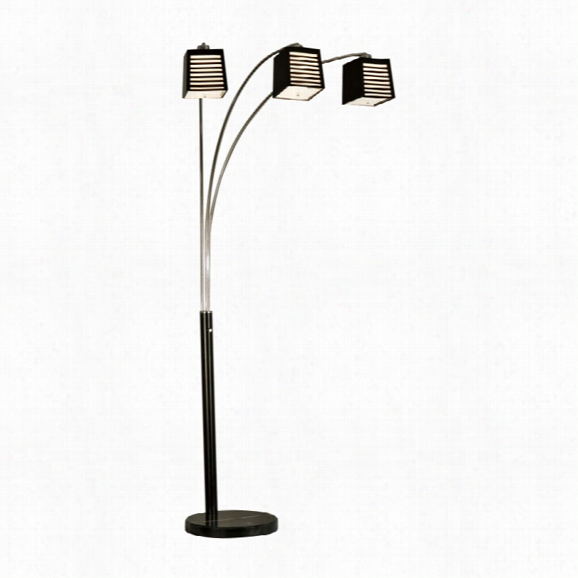 Contemporary Louver 3-light 84-inch-h Nova Arc Floor Lamp