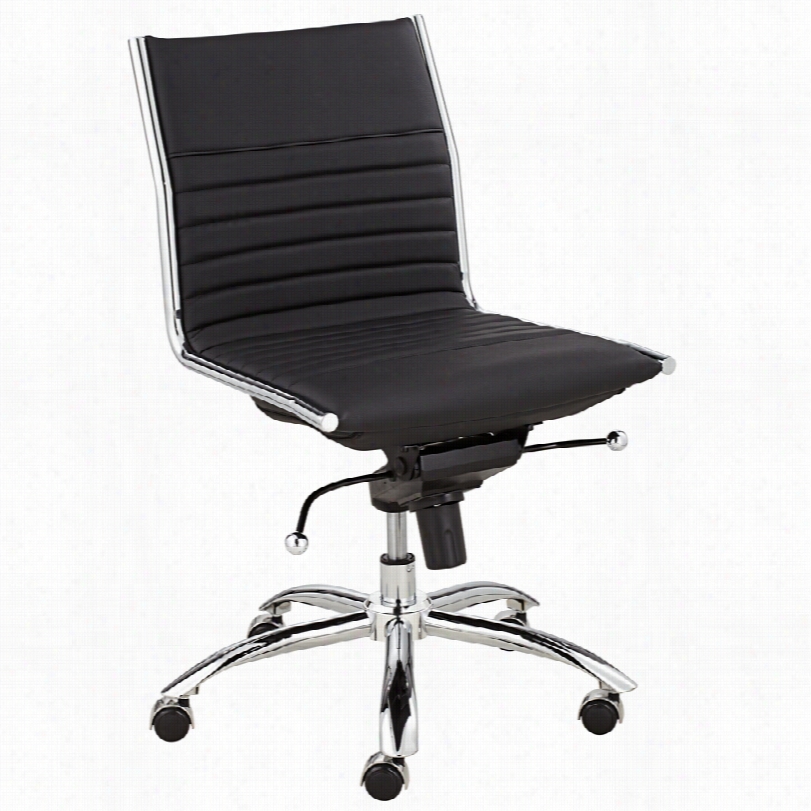 Contemporary Lugano Low Back Armless Negro Faux Leather Office Chair