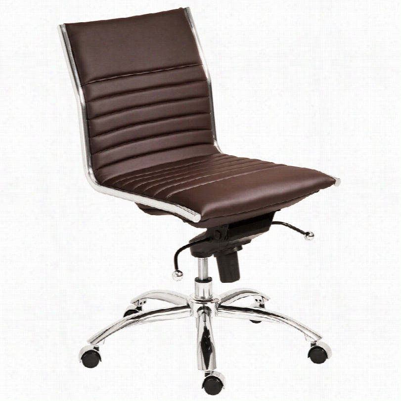 Contemporary Lugaon Low Brown Faux Leather Officce Chair