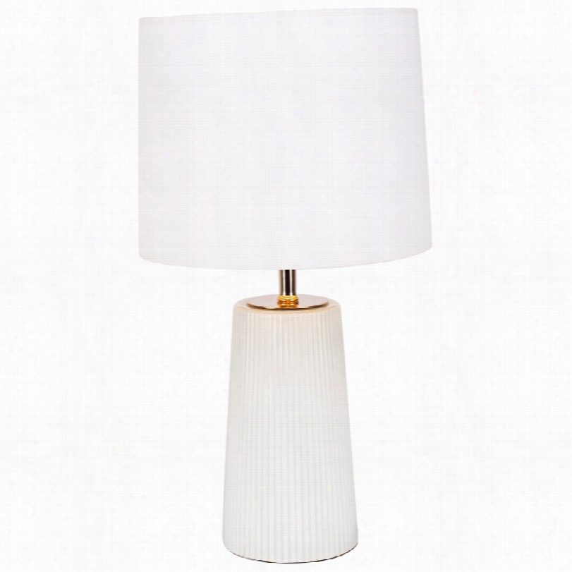 Contemporary Martha Milk Glass Tabke Lamp With White And Gold Shade
