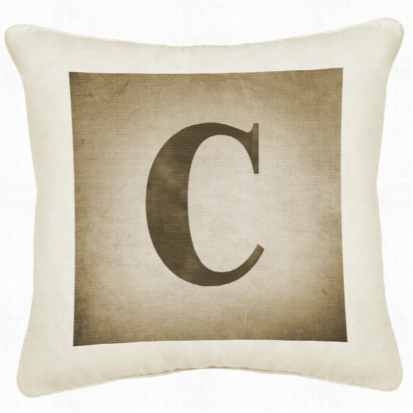 Contemporary Monogram C 1-inch  Square Cream Canvas Pillow