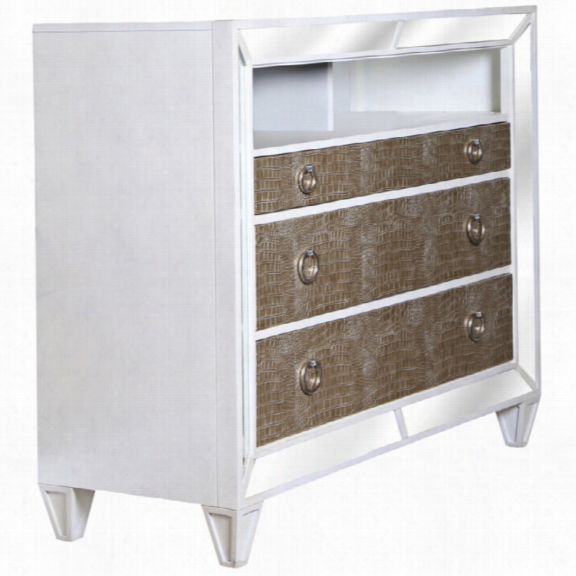 Contemporary Monroe Pearlized Mirrored 39-inch-h 3-drawer  Emdia Chest