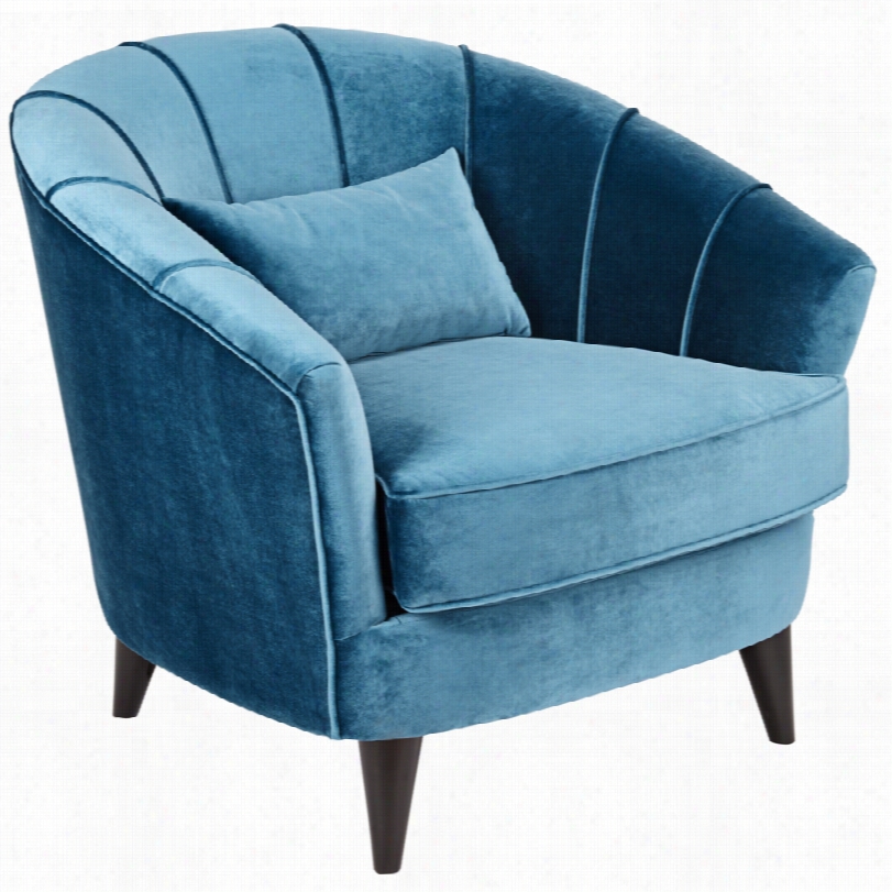 Contemporary Anmora Plush Layered Teal Modern Accent Chair