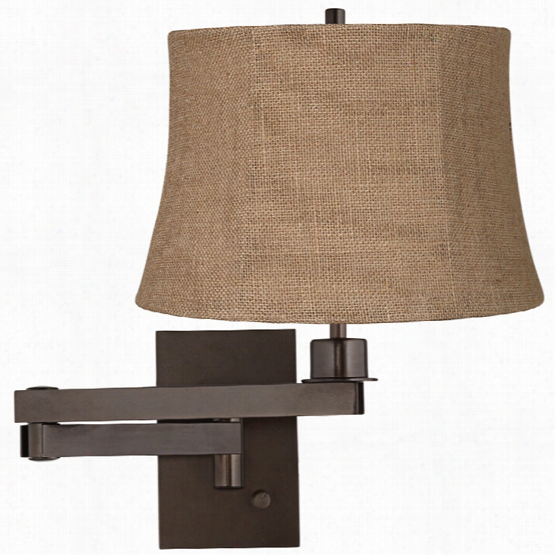 Conntemporwry Natural Brulap Shade Swing Arm Wall Lamp