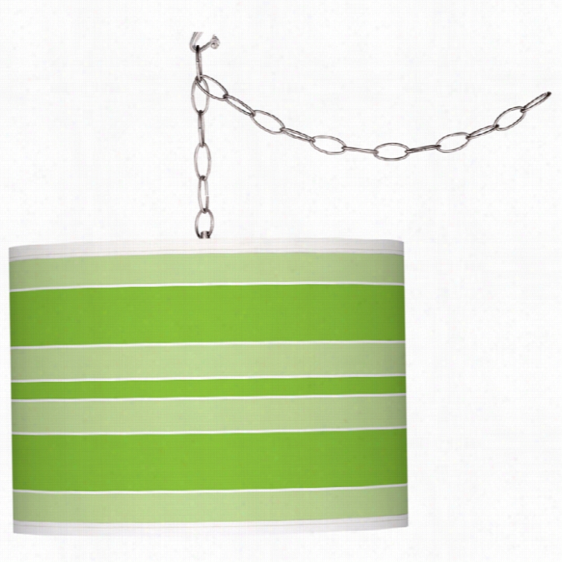 Contemporary Neon Green Bold Stripe Glow 13 1/2-inch-w Plug-in  Pendant