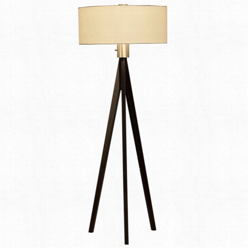 Contemporary Nova Dar Kbrown Wood Tripod Floor Lamp