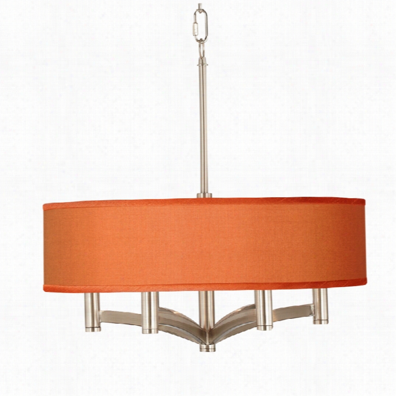 Contemporary Orange Faux Silk Ava Nicekl Chandelier Chandelier