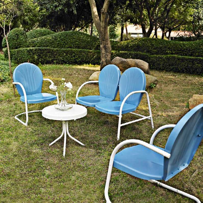 Contenporary Orson Sky Blue Metal 4-piece Outdoor Seating Set