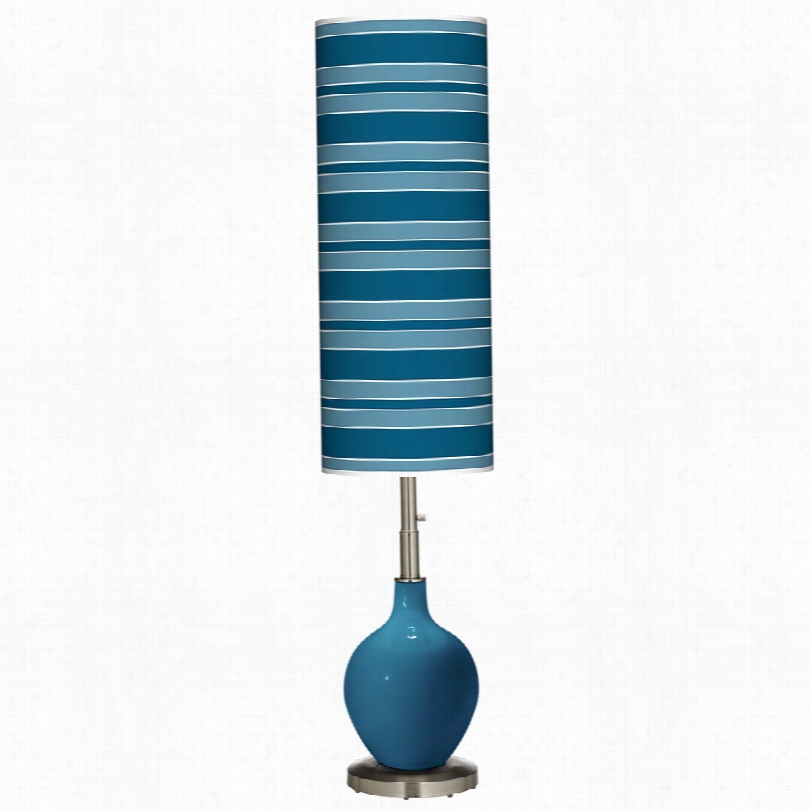 Cont Emporary Ovo Bosporus Blue Bold Stripe Shade Color Plus Floor Lamp