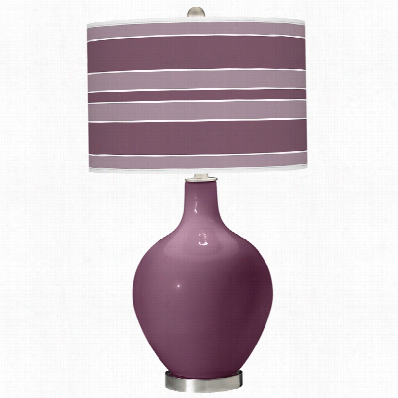 Contemporary Ovo Grape Harvest Glass Bold Stripe Color Plus Table Lamp