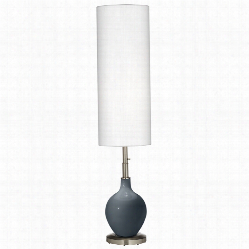 Contemporary Ovo Outer Space Gray With White Shade Color Plus Floor Lamp
