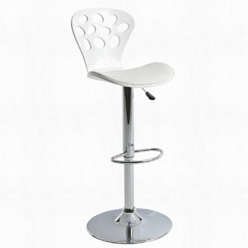 Cont Emporary Pastel Pixie Whtie Hydralic Adjustable Barstool