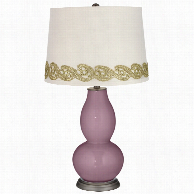 Contemporary Plum Beau Doube Gourd Table Lampwith Vine Lacce Trim