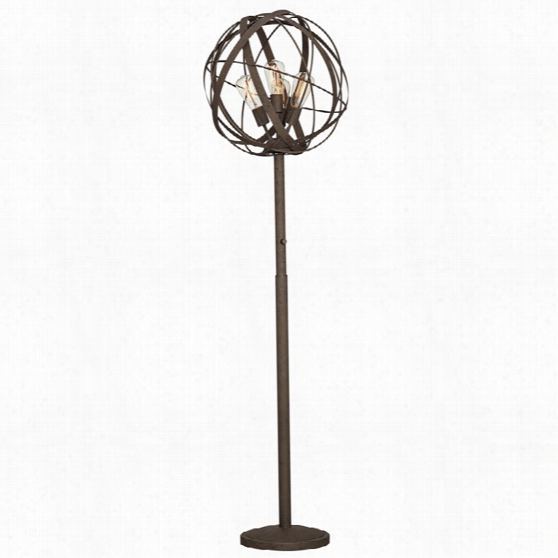 Contemporary Possini Euro Orbital Weave Rusted Cage 66-inch-h Floor Lamp