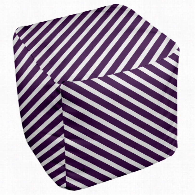Contemporary Purple Thin Stripe 18-inch Square Pouf Ottmoan