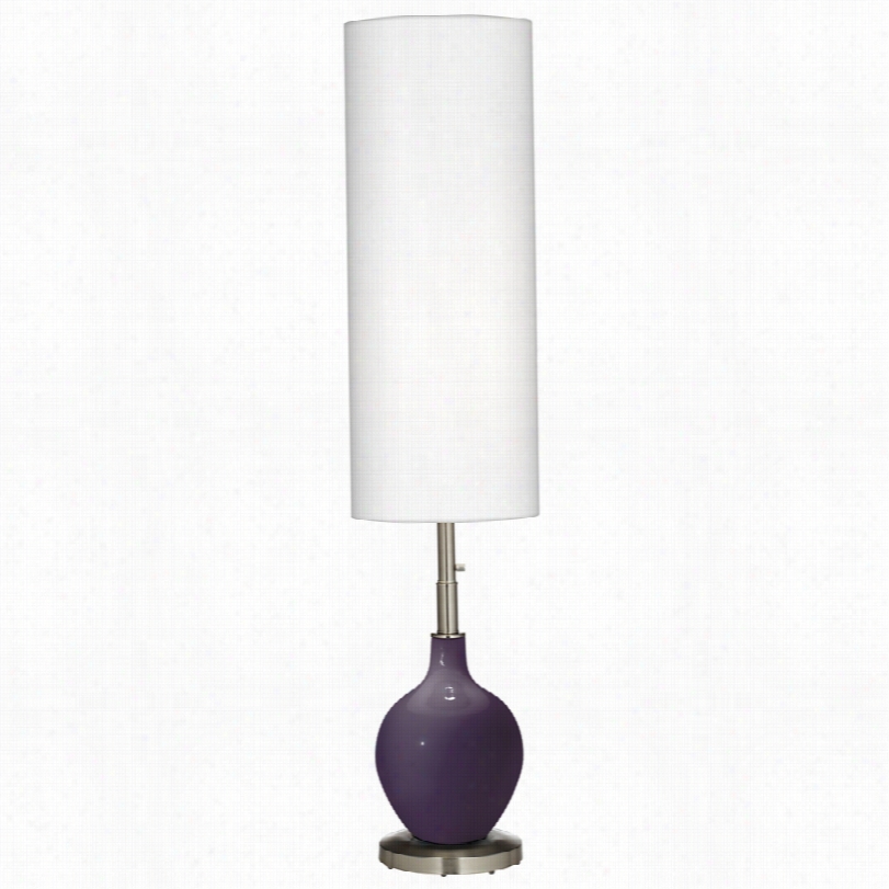 Contemporary Quixotic Plum White Linen Shade 60-inch-h Ovo Floor Lamp