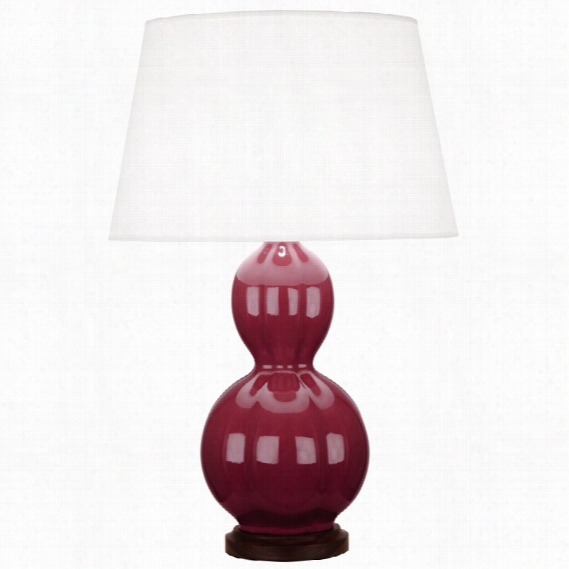 Contemporary Randolph Plum Ceramic Table Lamp With Walnut Wood