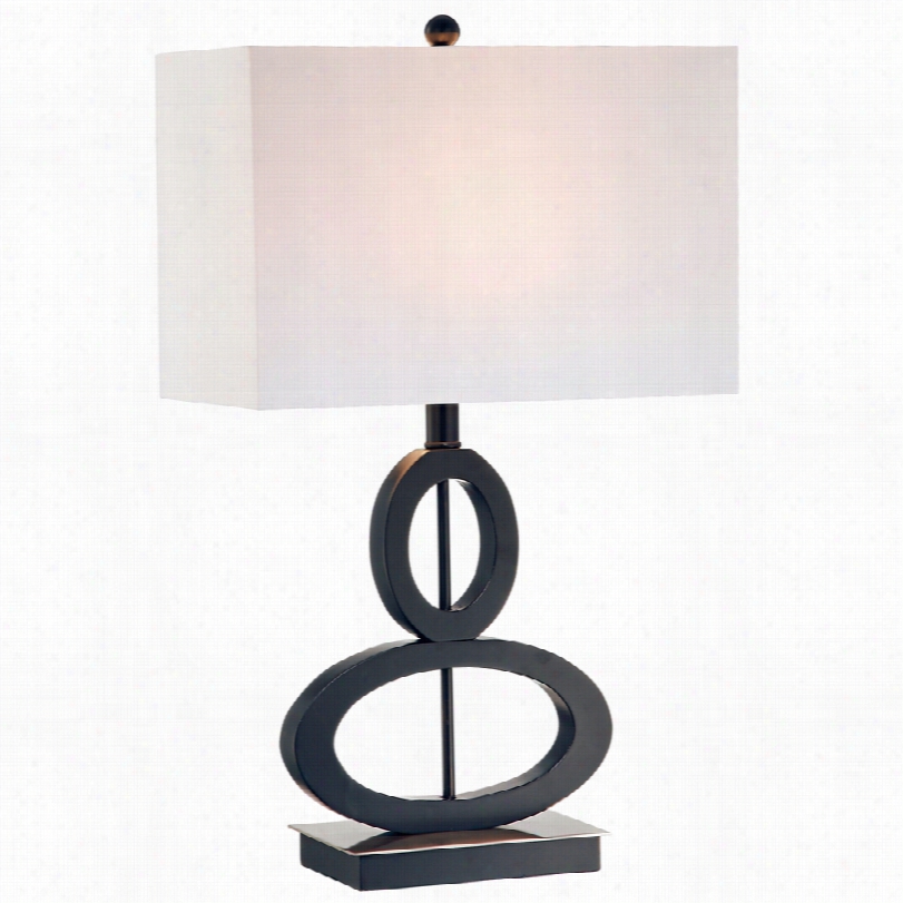 Contemporary Recttagle Shade Asymmetrical Ovals 24 /34-invh-h Table Lamp