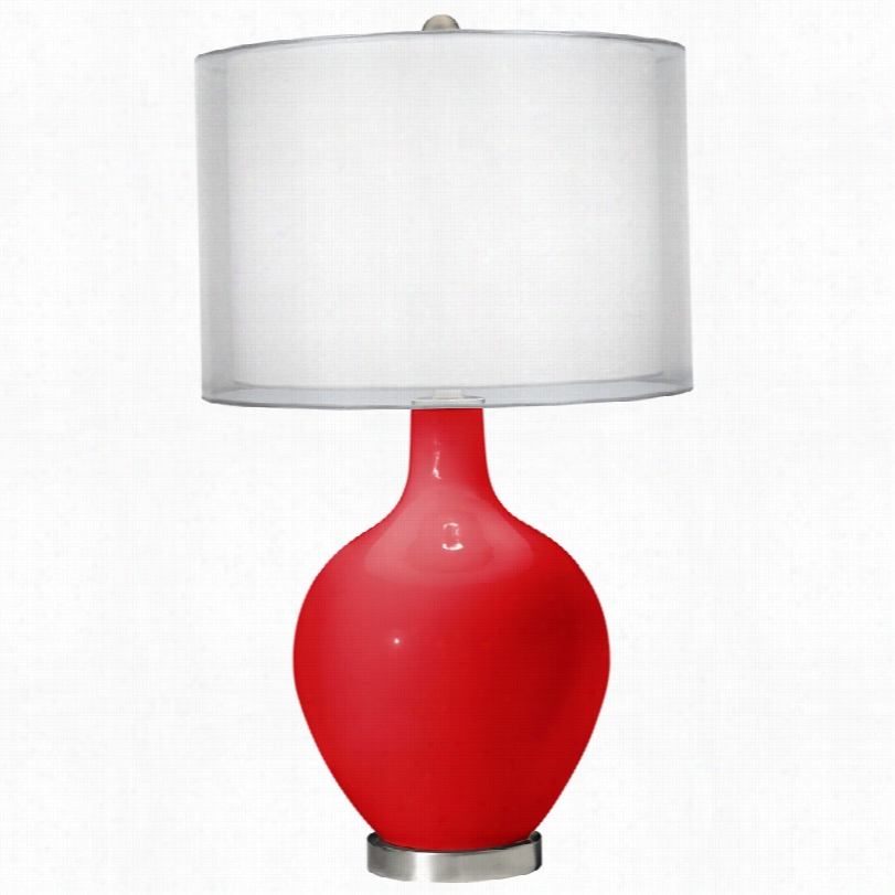 Contemporary Red Double Sheer Silver Screen Ovo 28 1/ 2-inch-h Table Lamp