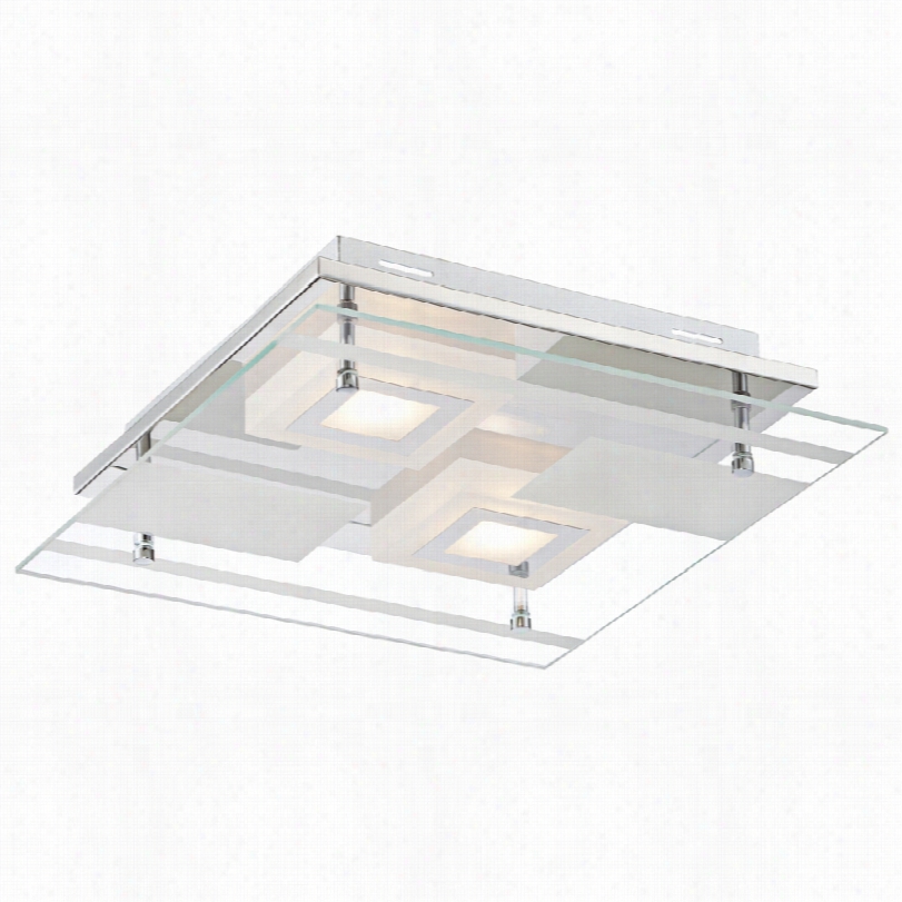 Contemporary Reese 13 1/ 2-inch-w Chrome Glass Led Ceiling Light