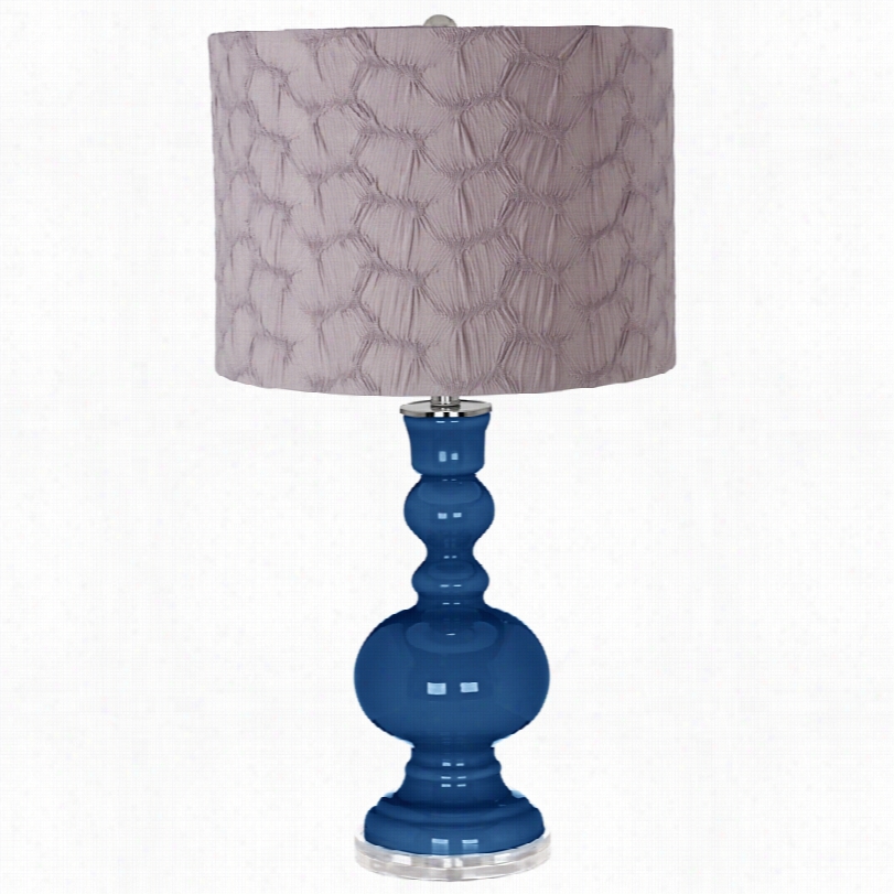 Contemoprary Regatta Blue Pleate Gray Drum Shade 30-inch-h Table Lamp