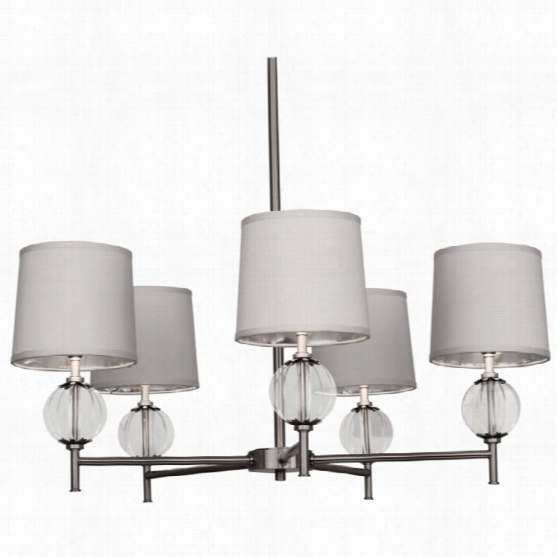 Contemporary Robet Abbey Latitude Nickel With White  Shade Chandelier