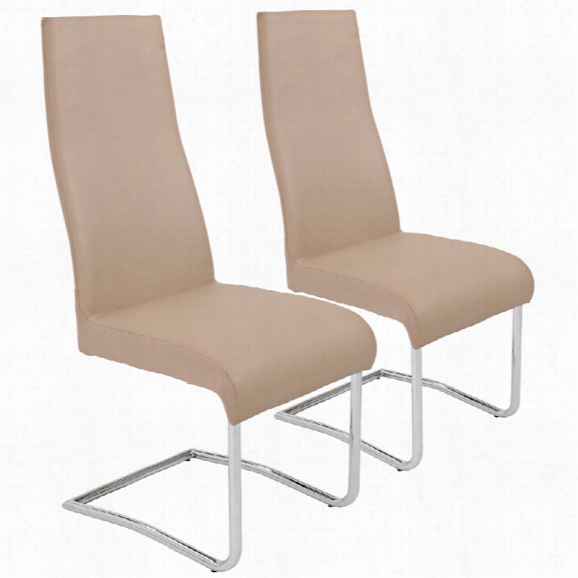 Contemporary Rooney Latte High Back Dining Chair-set Of 2