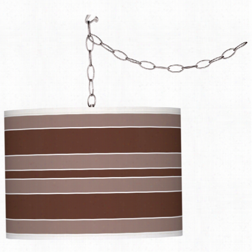 Conteporary Rugged Brown Bold Stripe Glow 13 /12-inch-w Plug-in Pendant