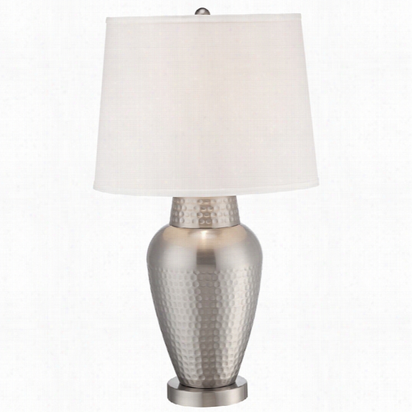 Contemporary Ruupert Brushed Steel With Linen Shade 25-inch-h Table Lamp