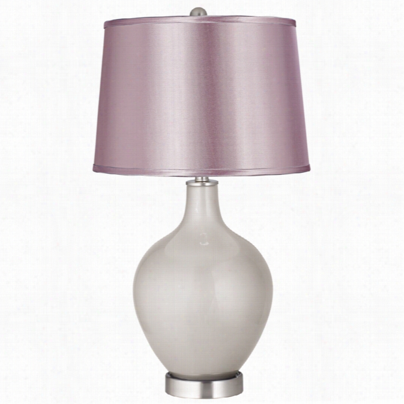 Contemoprary Satin Lavender Shade Silverlining Metallic Ovo Table Lamp