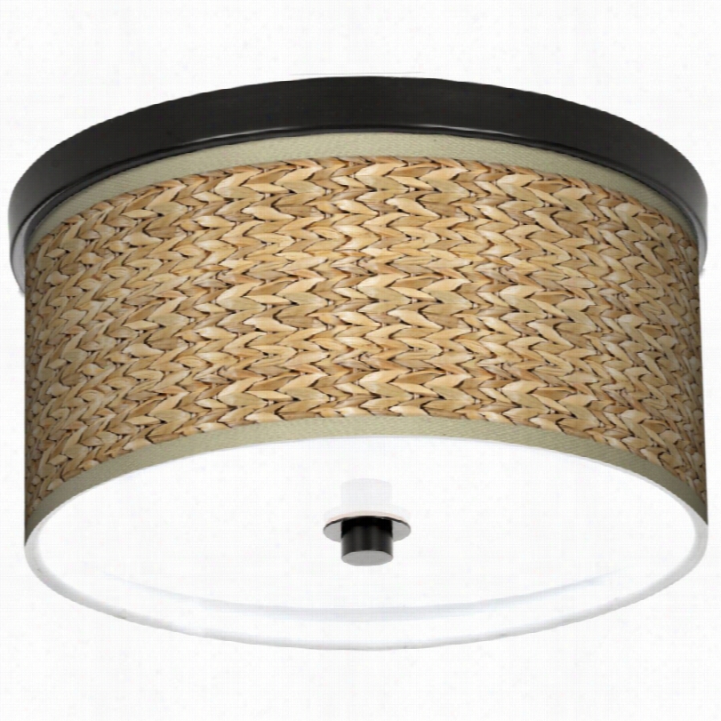 Contemporary Seagrass Drum Shade Energy Efficient Cfl Ceiling Ilght
