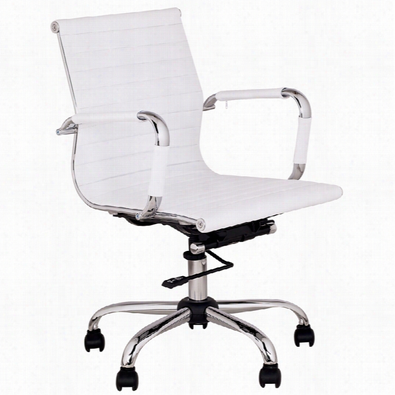 Contemporary Ser Ge Chro Me And White Modern Swivel Office Chair