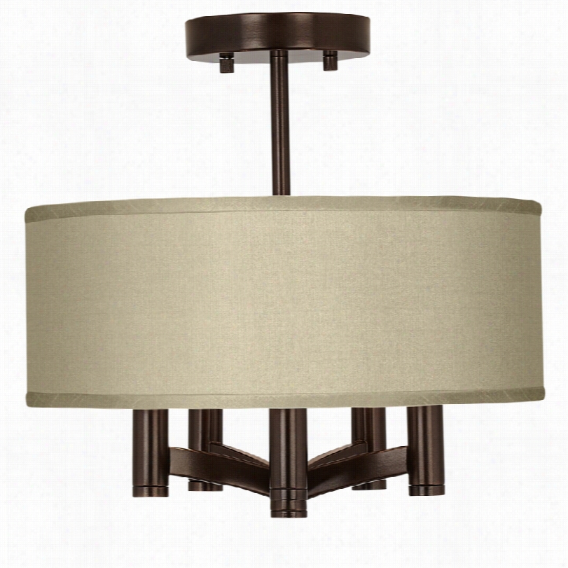 Contemmporary Sesame Shade With Bronze 5-light Ceiling Light