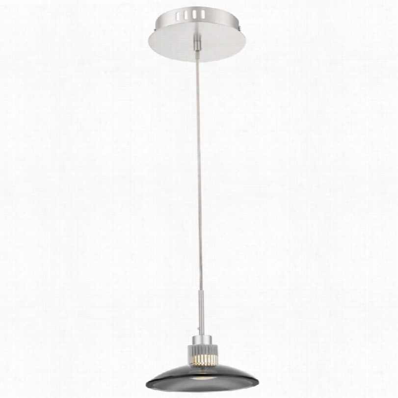 Contemporary Smoky Black Glass And Nickel Le Possini Euro Pendant Lighg