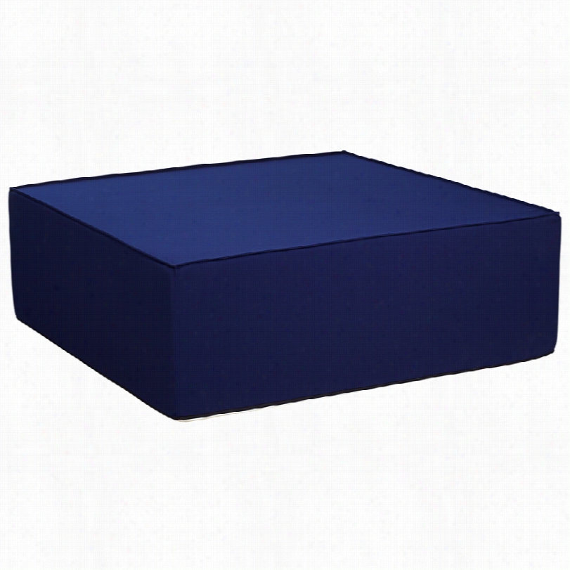 Contemporary Soft Block Captain Blue Square Outdoor Ottoman