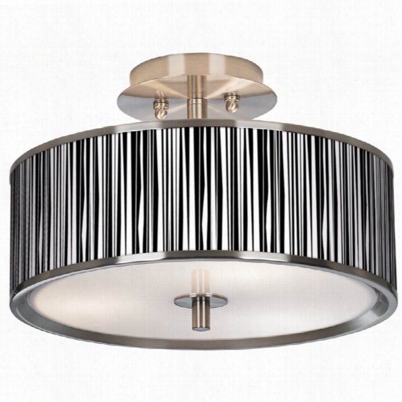 Contemporary Steel Optic Drum Shade Energy Efficient Cfl Ceiling Light