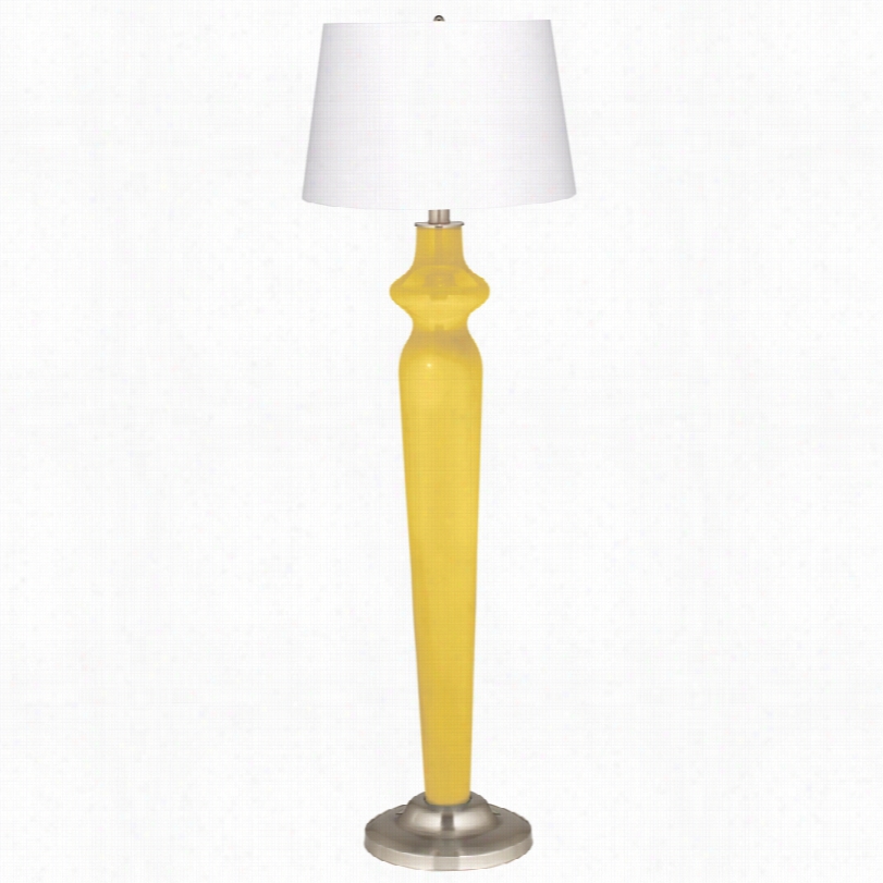 Contemporary Steel With Lemon Zest Yellow Lido Color Plus Floor Lamp