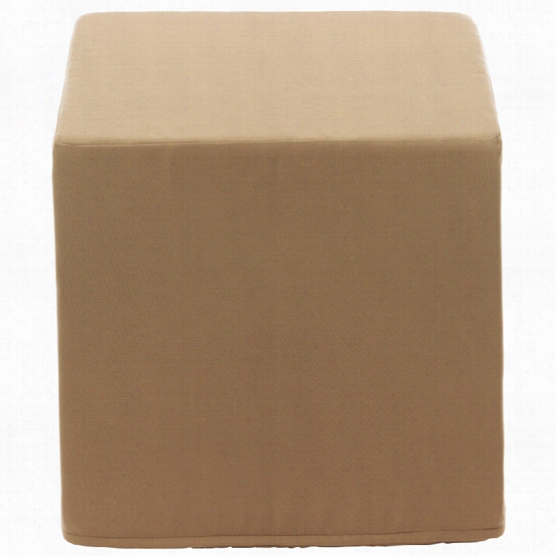 Contemporary Sunbrella Antqiue Beige Indooroutdoor Cube Pouf Ottoman